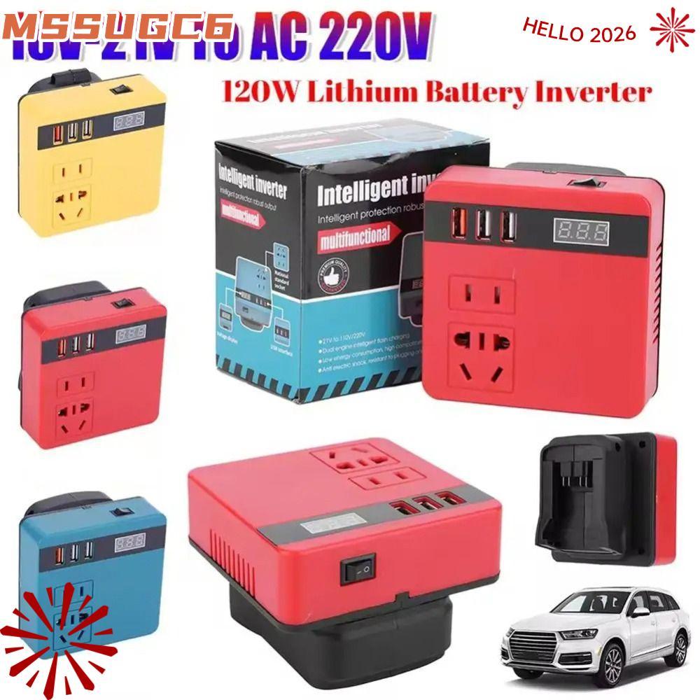 MSSUGC6 1Pcs Smart Transformer, Dual Plug Multifunctional Battery Inverter, Household 18V 20V To 220V 120W Outdoor Work Inverter For Makita For Dewalt For Milwaukee 18V Battery