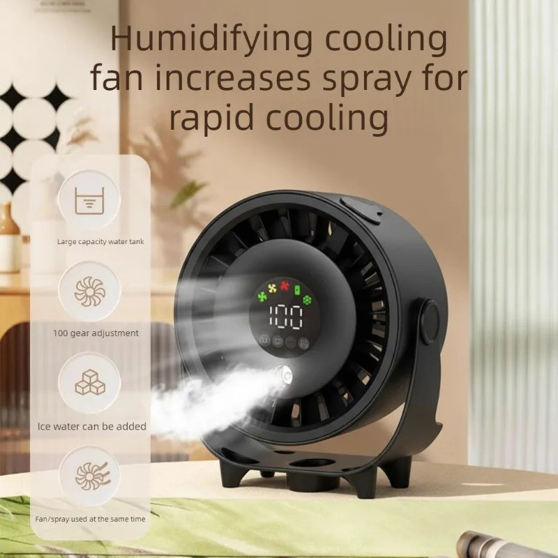100 Speeds Mini USB Fan Desk Spray Fan Wall Mounted Cooling Fan Portable Misting Fan Small Table Fan for Kitchen Home Office