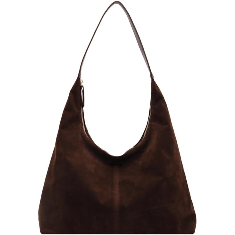 Ladies Loose Suede Shoulder Bag, Underarm Bag, Handbag, Work Handbag, Half Moon Bag, Suede Handbag, Travel Autumn Winter Style