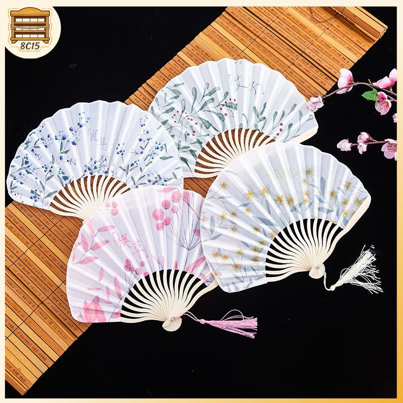 [8C15] Hand Fold Fan Retro Adornment Woman Man Dance Props Wedding Living Room Cabinet Decor  Silk Flower Folding Fan [8C]