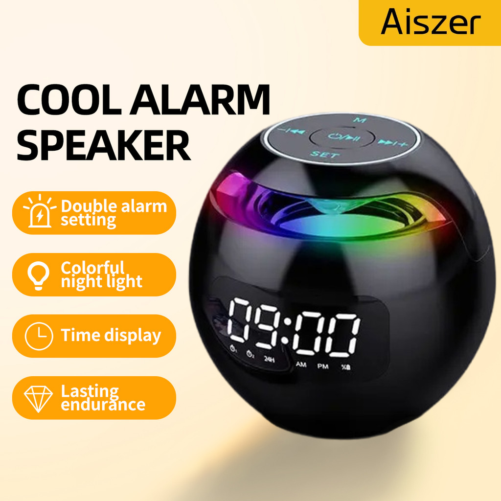 Portable Wireless Bluetooth Speaker Colorful Subwoofer with Led Display Fm Radio Alarm Clock Bluetooth HiFi Music Play