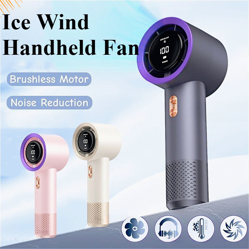 Kipas Tangan Portable Bladeless High Speed Handheld Fan USB Charging Digital Display Kipas Mini Bateri Tahan Lama