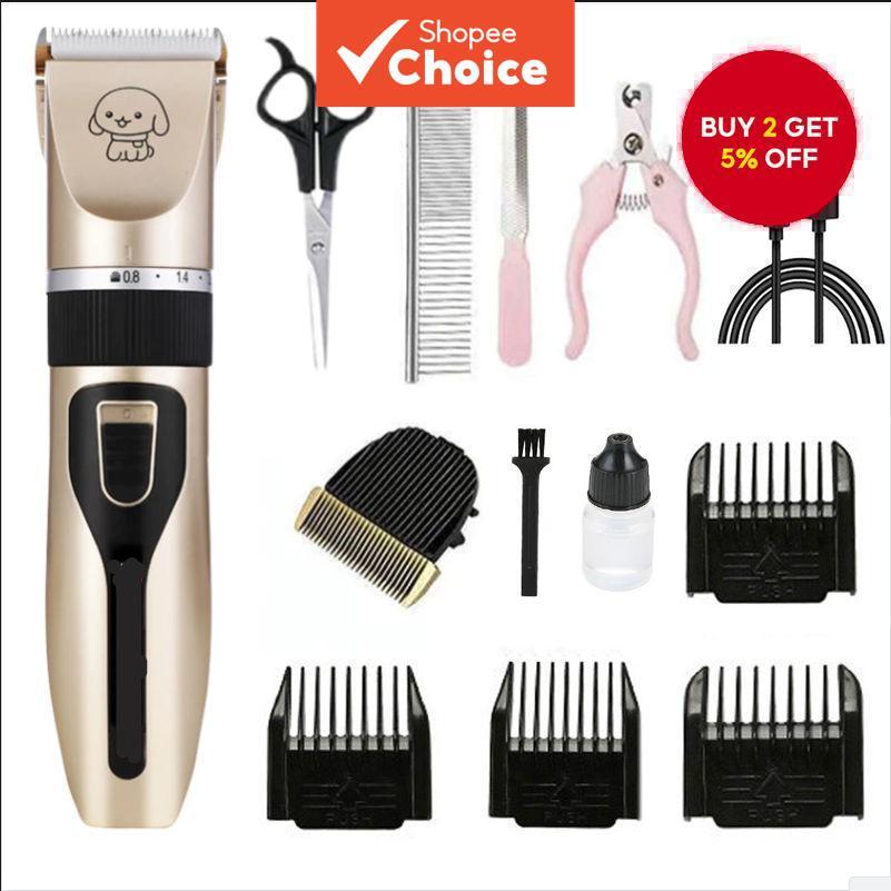 Pet Hair Clipper Dog Cat Grooming Trimmer Ceramic Blades Scissors Set Rechargeable Quiet
