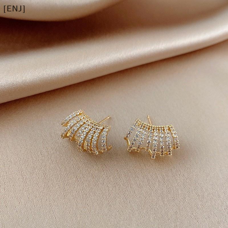 [ENJ] Diamond High-end Earrings, Fashionable Commuter Earrings, Temperament, Versatile Studs