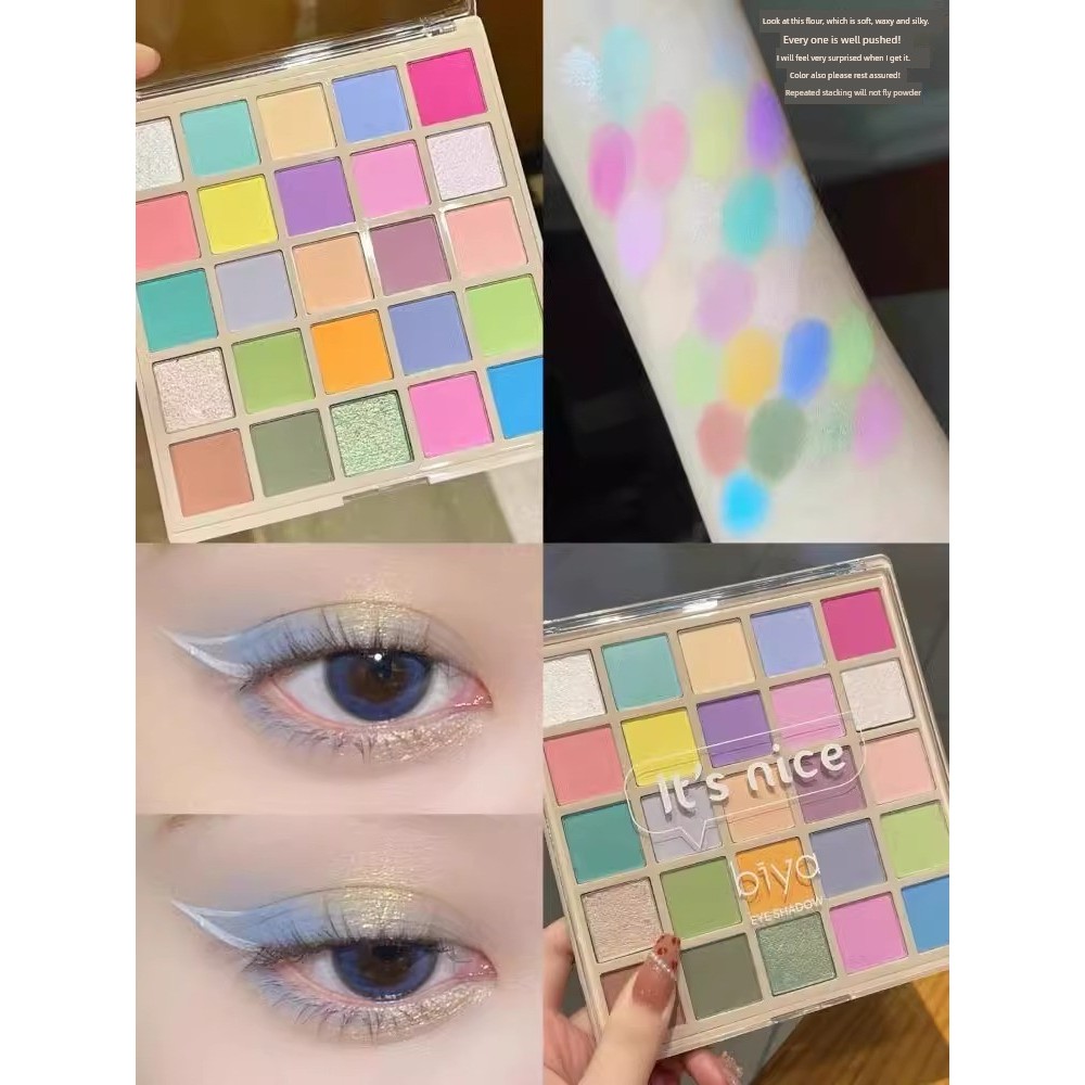 eyeshadow palette eyeshadow stick Biya Macaron 25 Color Eyeshadow Palette Colorful Play Makeup Glitter Pearlescent Sequins Gentle Orange Brown Earth Color Female Niche