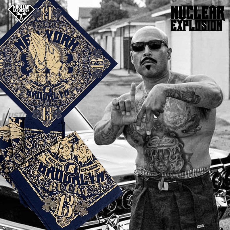 Nuclear Explosion Shelter Hand West Coast Navy Blue Cashew Flower Fashion Headscarf Harley Motorcycle Riding Square Scarf Face Scarf