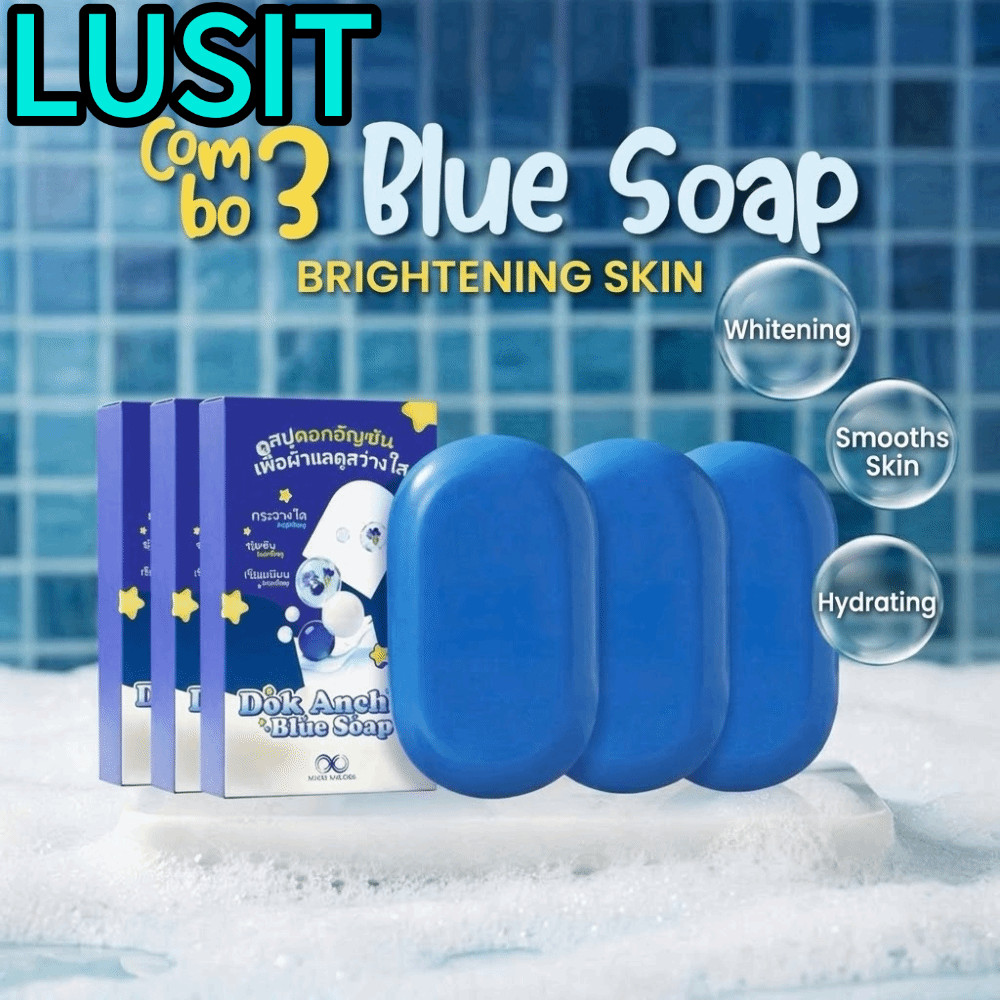 LUSIT Blue Soap, Smoothing Refreshes Bath Soap, Portable Moisturizing Deep cleansing Hydrating Brightening Soap