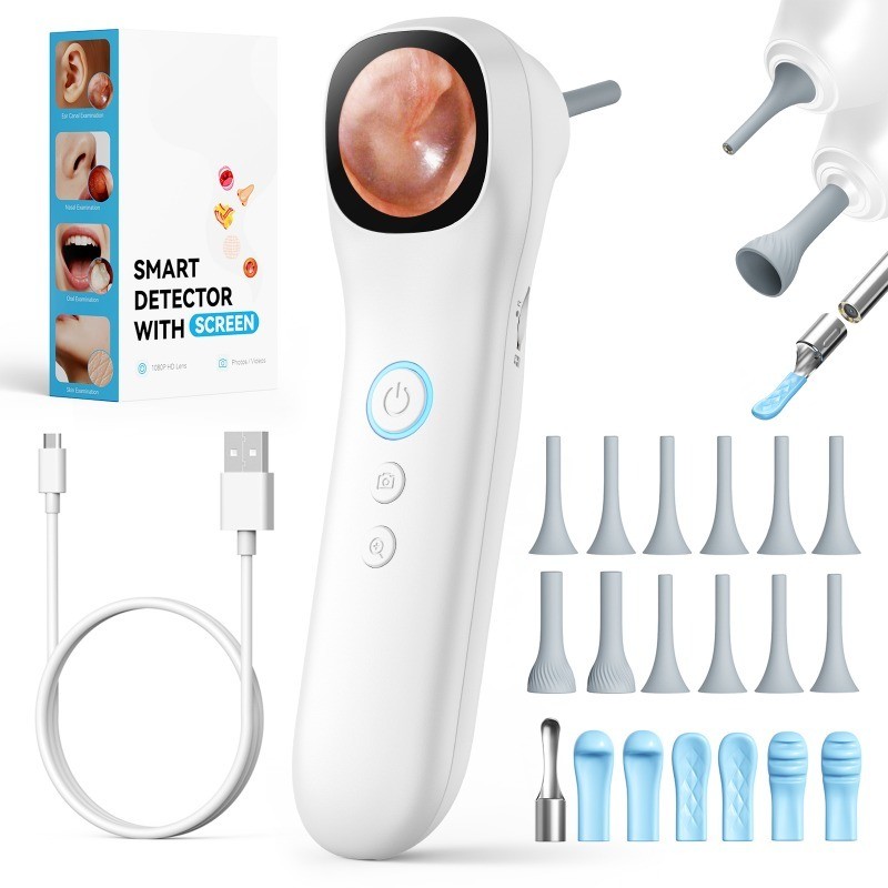 Upgraded Smart Ear And Nose Camera Detector, 5-In-1 with Screen And In-Ear Camera Detector, Comes with Ear Pick Set, Suitable for Adult And Pet Care, for Checking Ears, Nose, Fur A