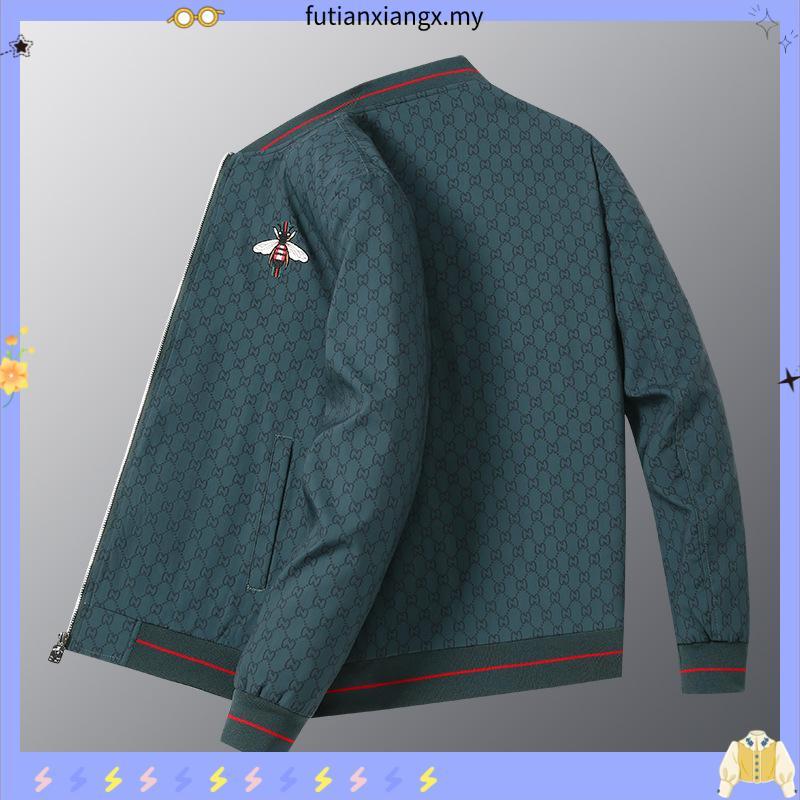 Men's New Style Comfortable Youth Fashion Jacket Exquisite Texture Skin-Friendly Fitting Trendy Jacket Spring Autumn Printed Baseball Uniform Slim-fit Casual Korean Version All