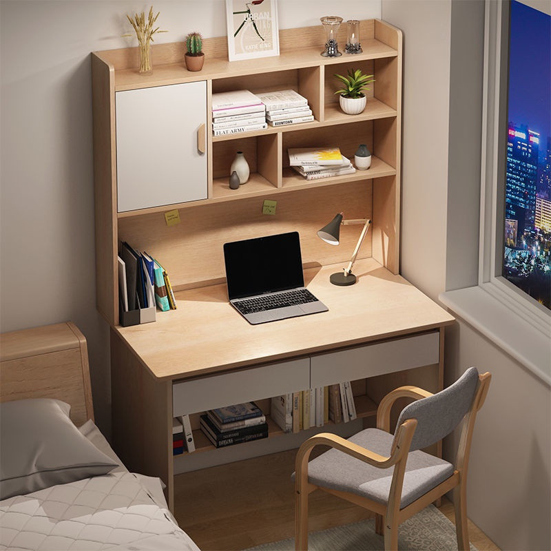 ✲﹉☏Computer desk desk bookshelf combination home simple student study desk chair set bedroom small table