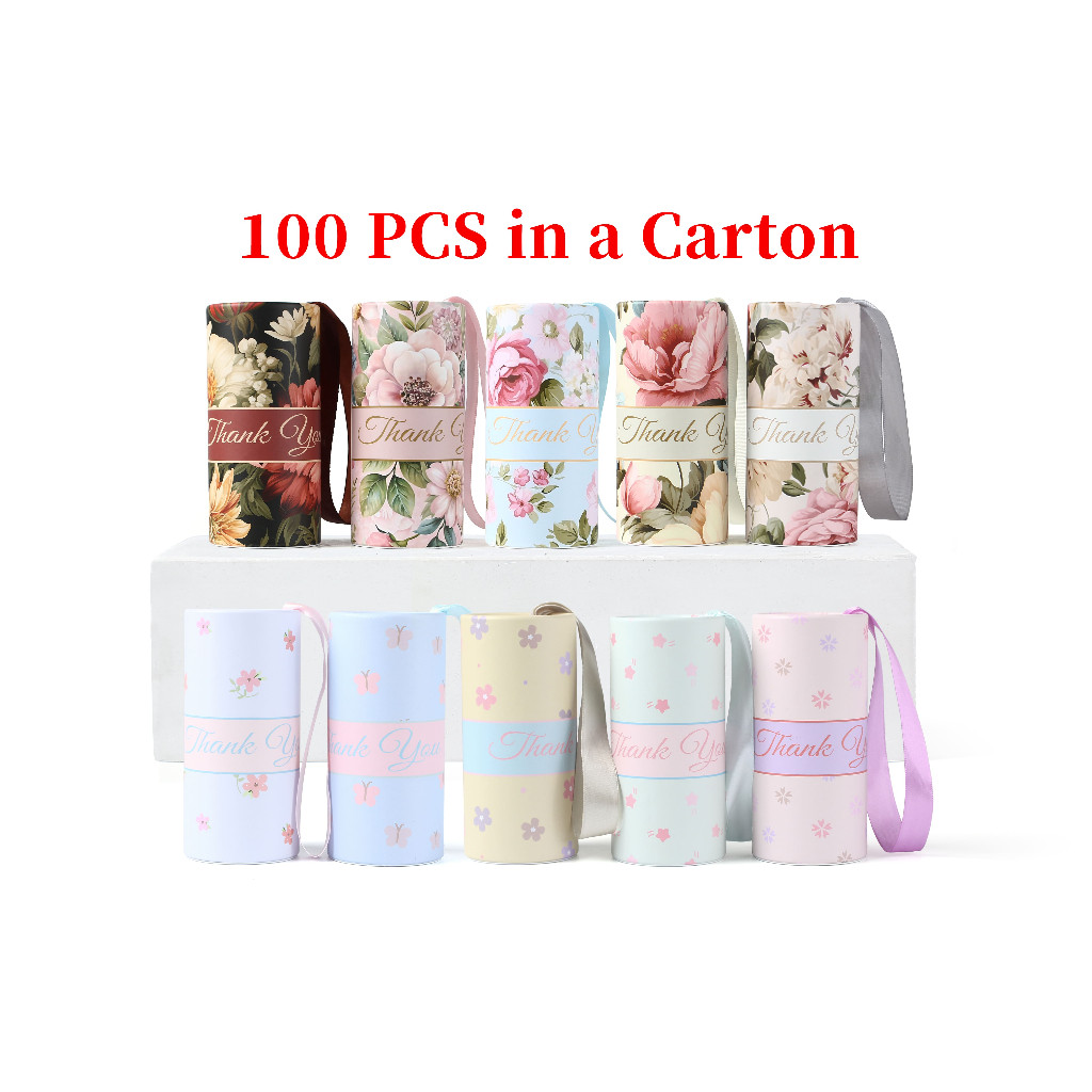 Joyful (100Pcs/Ctn)Souvenir Floral Batik Car Tissue Facial Tissue Cylinder Tissue Box Tisu Kereta Tisu Kotak Doorgift