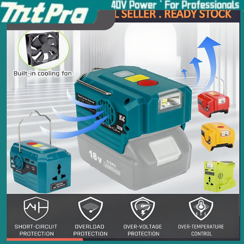 Portable Power Inverter hook Makita Dewalt Bosch Milwaukee M18 18V 20V Lithium Battery USB Type-c Port LED Light