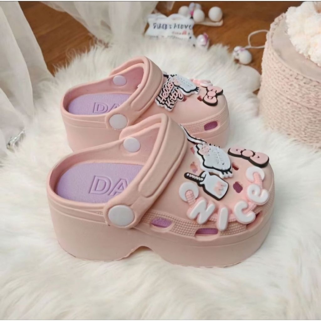 Daily Accessory Baim Wedges Sandals Girls Latest 2025 Thick Sole Back Strap Hello Kitty - Image 3
