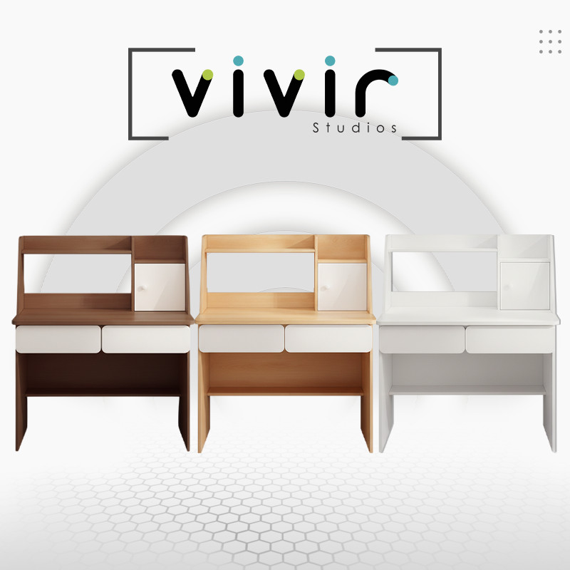 VIVIR【JYJU】Meja Small-Space Desk with Integrated Bookshelf Modern Minimalist Computer Desk and Student Study Table