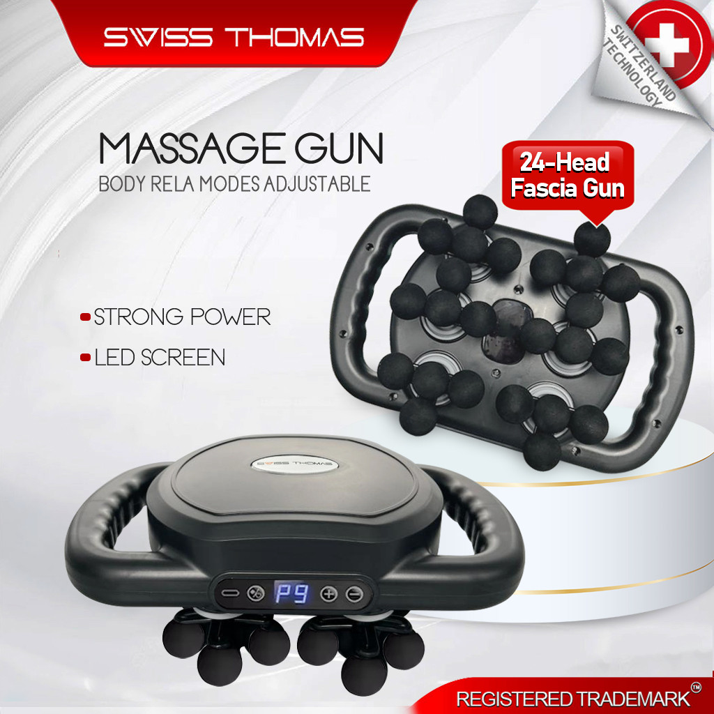 Swiss Thomas 4/6/12/24 heads Relaxation Massage Gun Professional Grade Wireless Waist Back Massager Muscle Mesin Urut