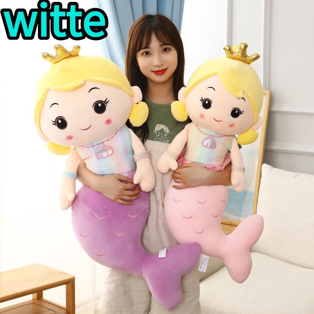 WITTE Mermaid Doll, 40CM Princess Plush Toy, Cute Soft Cartoon Beautiful Crown Stuffed Toy Kids