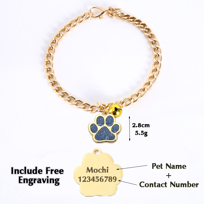 Premium Purpose Pet Name Tag ID Dog Necklace Cat Collar Gold Chain Personalized Engraved Customized N Essential - Image 2