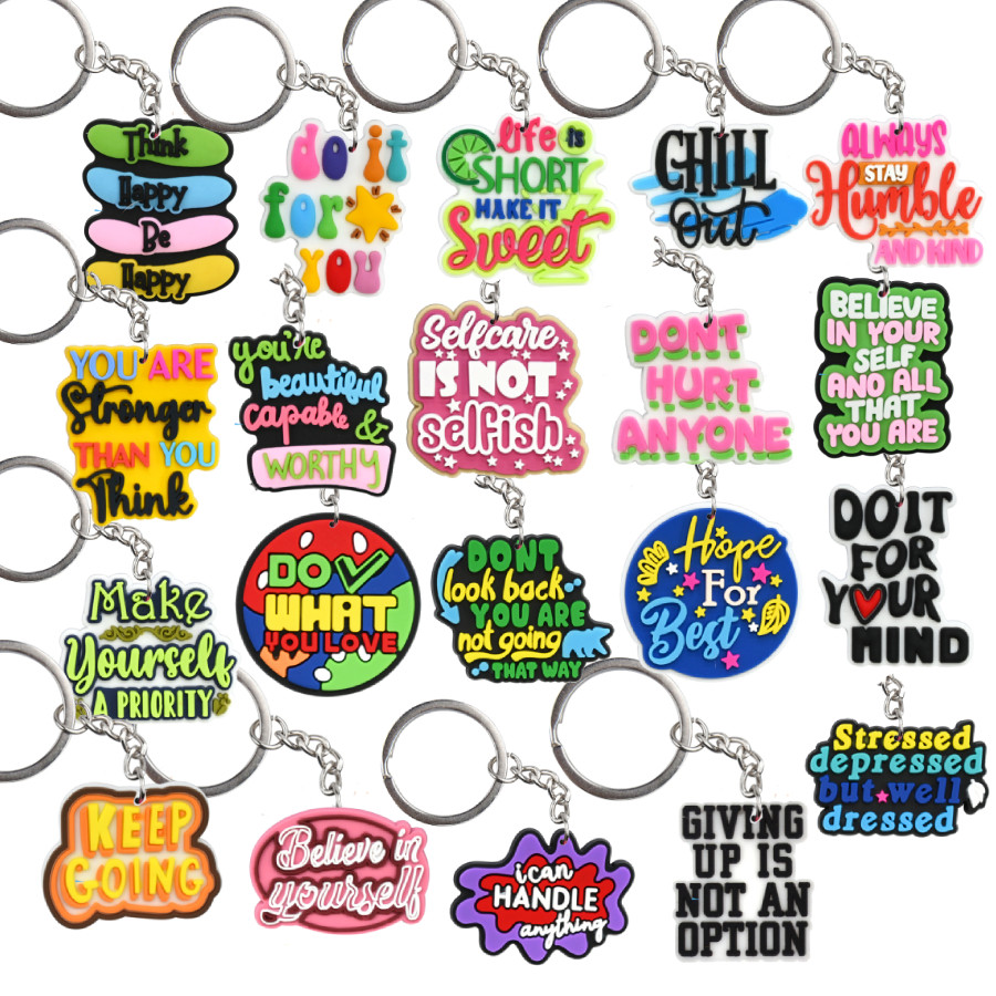20Pcs Mental Health Gifts for Women Healthy Keychain Gifts Inspirational Key Chains for Party Favors