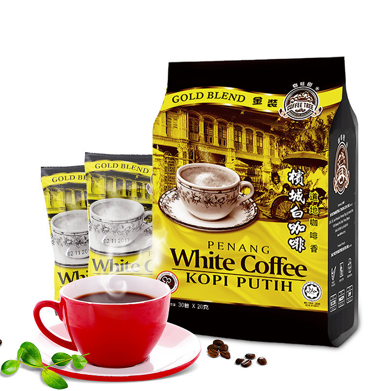 Malaysia Original Packaging Imported Penang Coffee Tree Tea Three-in-One Instant White Coffee 600g Refreshing Anti-Trouble