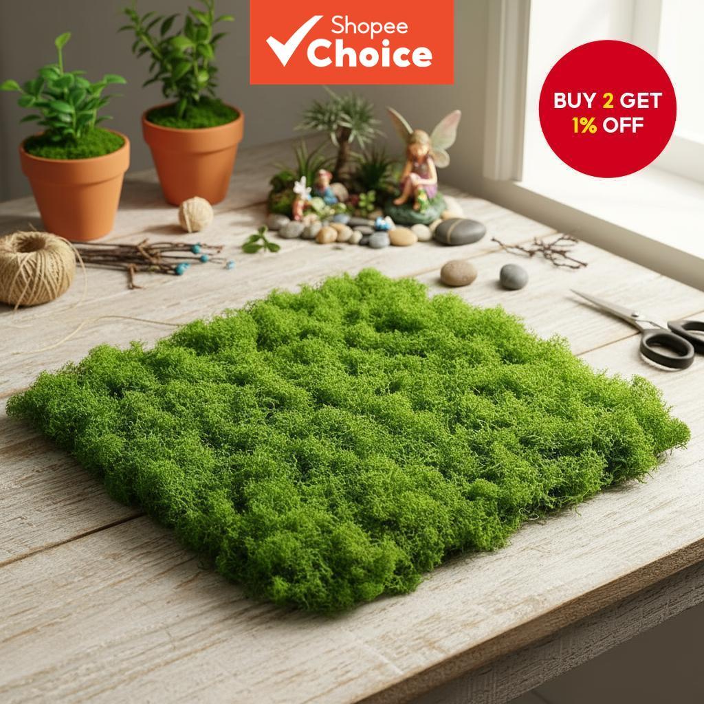 100g Fake Moss for Miniature Landscapes, Bonsai, Stone Gardens & Decorative Scenes 100g Rumput Lumut Tiruan untuk Landskap Mini, Bonsai, Taman Batu & Adegan Hiasan