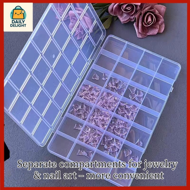 【Local Seller】12-28 Compartment Transparent Plastic Storage Box, Jewelry Organizer for DIY Crafts and Home