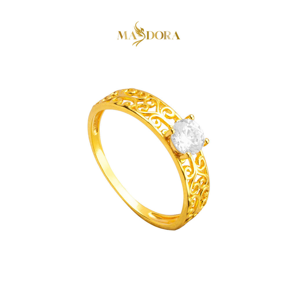 MASDORA 916 Gold Ring Rings Cincin Emas ~ Filigree Solitaire (EMAS 916/22K)