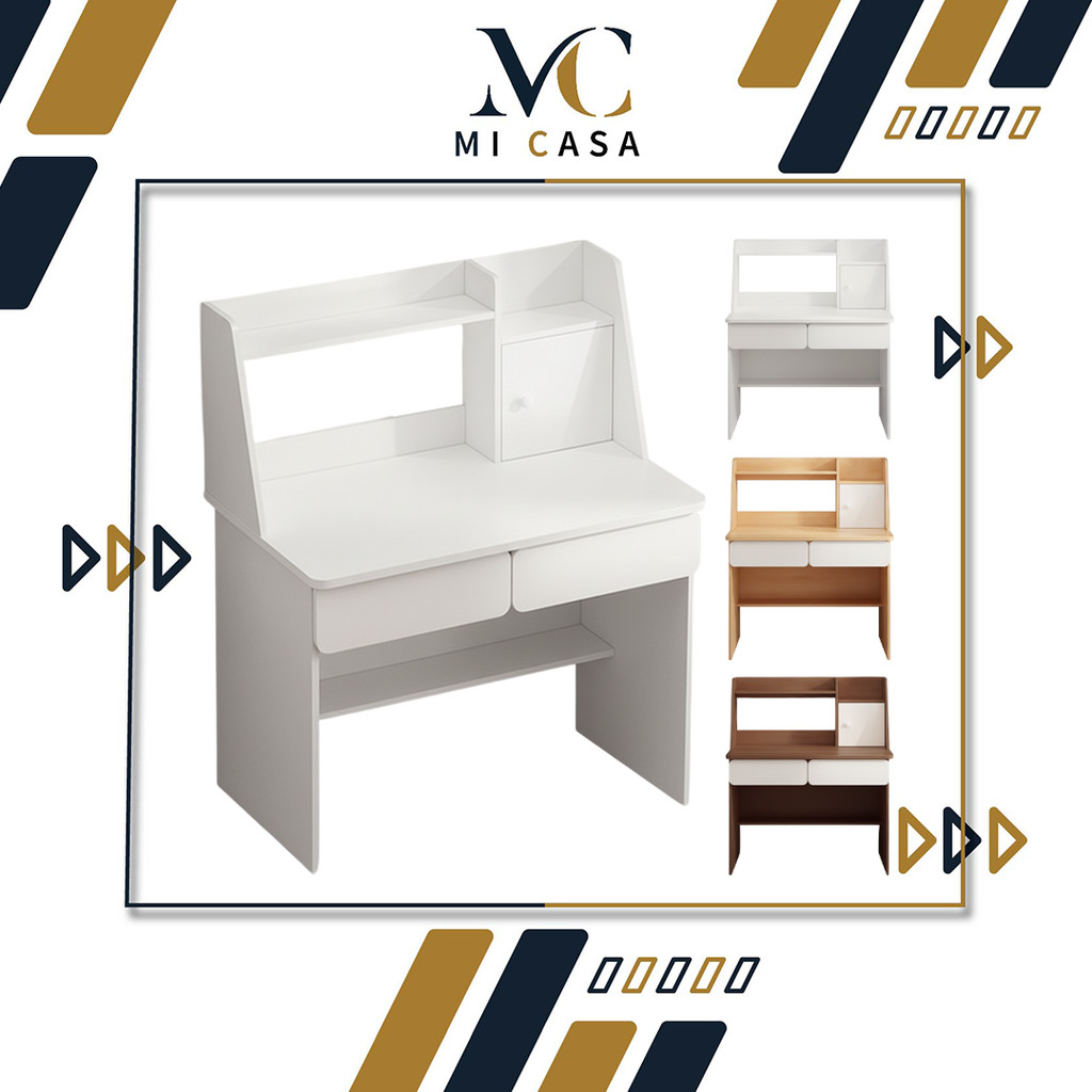 𝗠𝗜 𝗖𝗔𝗦𝗔【JYJU】Meja Small-Space Desktop Computer Desk Storage Shelf Modern Minimalist Design with Built-In Bookshelf