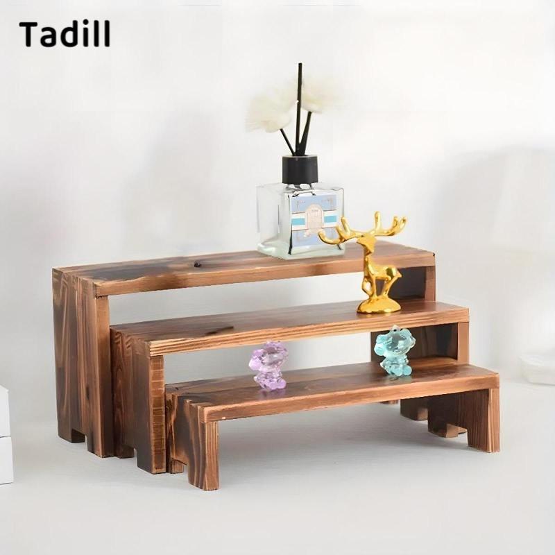 [dksqer] Wooden Tiered Riser Display Stand for Jewelry Showcase Party Food Display