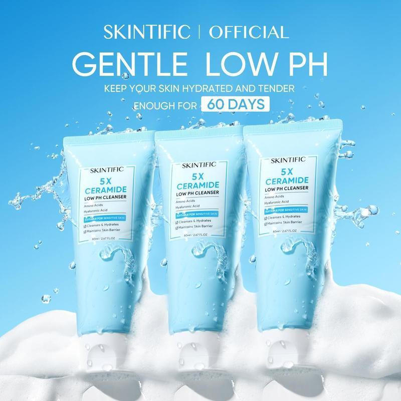 SKINTIFIC 5X Ceramide Low pH Cleanser Facial Wash Gentle Cleanser For Sensitive Skin (80ml) gelato cleanser