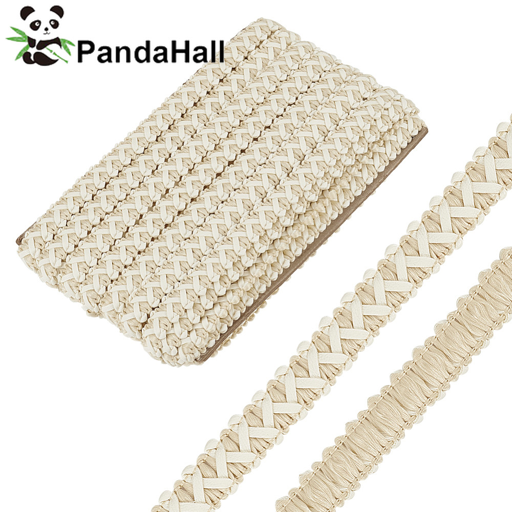 1card 15 Yards Imitation Leather Lace Ribbon Curve Lace Tape Garment Accessories for Home Decor Sewing Craft White 1/2 inch(13mm) about 15.00 Yards(13.72m)/Card