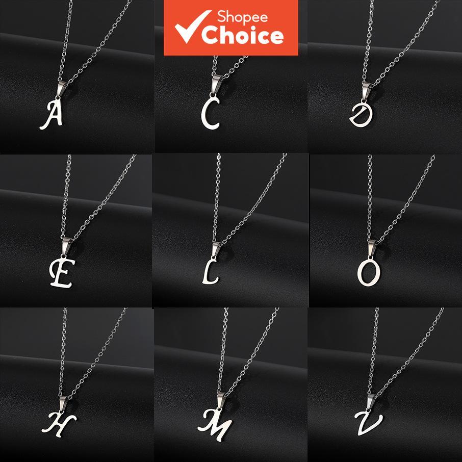 Personalized A–Z Silver Letter Initial Necklace, Stainless Steel Non Tarnish Chain Necklace for Unisex Daily Wear and Gift