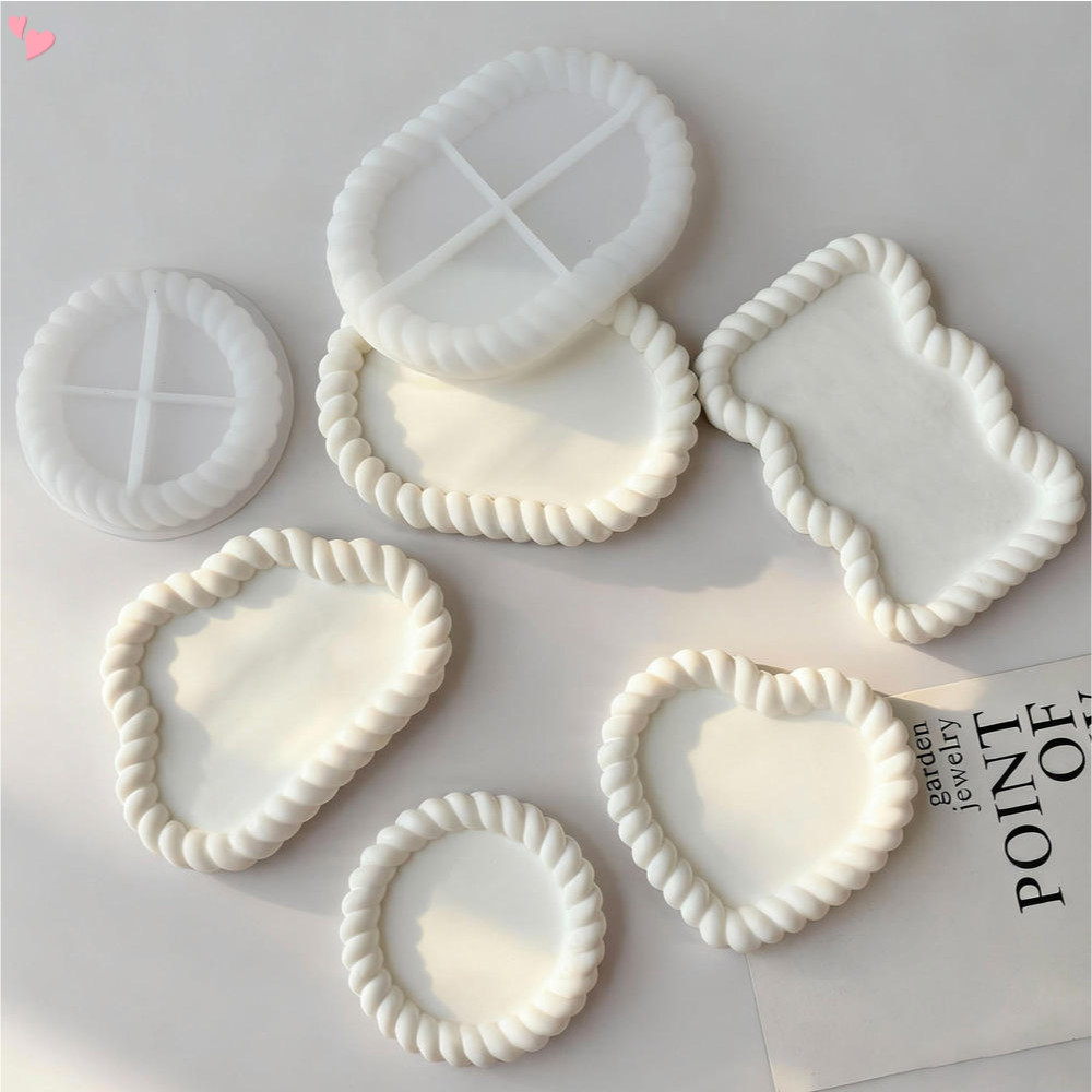 Tray Silicone Molds, Spiral Bubble Tray Coaster Resin Concrete Mold Jewelry Plate Candle Holder Container Epoxy Casting Mold for Unique Resin Clay Art Crafts Supplies Home Decor