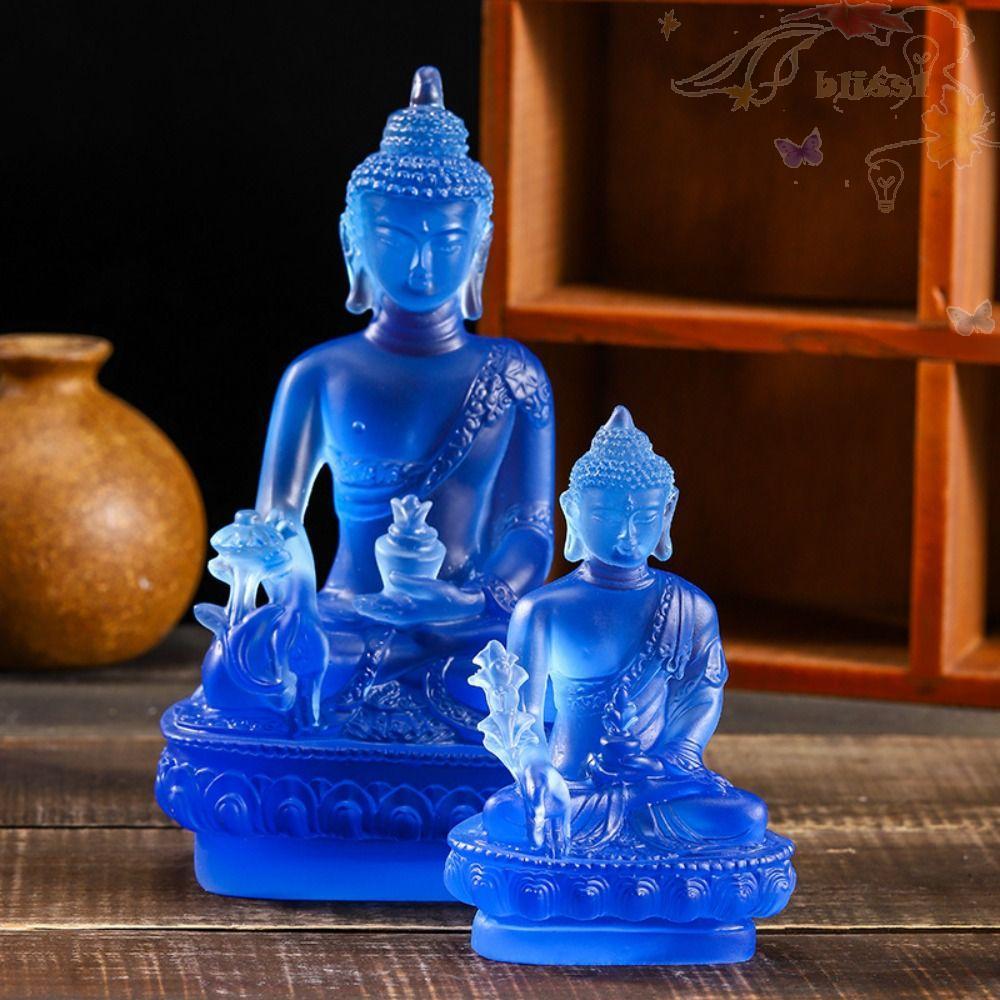BLISS Medicine Buddha Statue, Zen Ornaments Resin Craft Resin Buddha Crafts, Retro Thai-style Handmade|Buddhist Sculpture Office