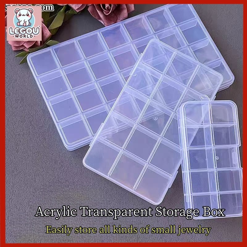 Local Delivery12-28 Compartment Transparent Plastic Storage Box, Jewelry Organizer for DIY Crafts and Home