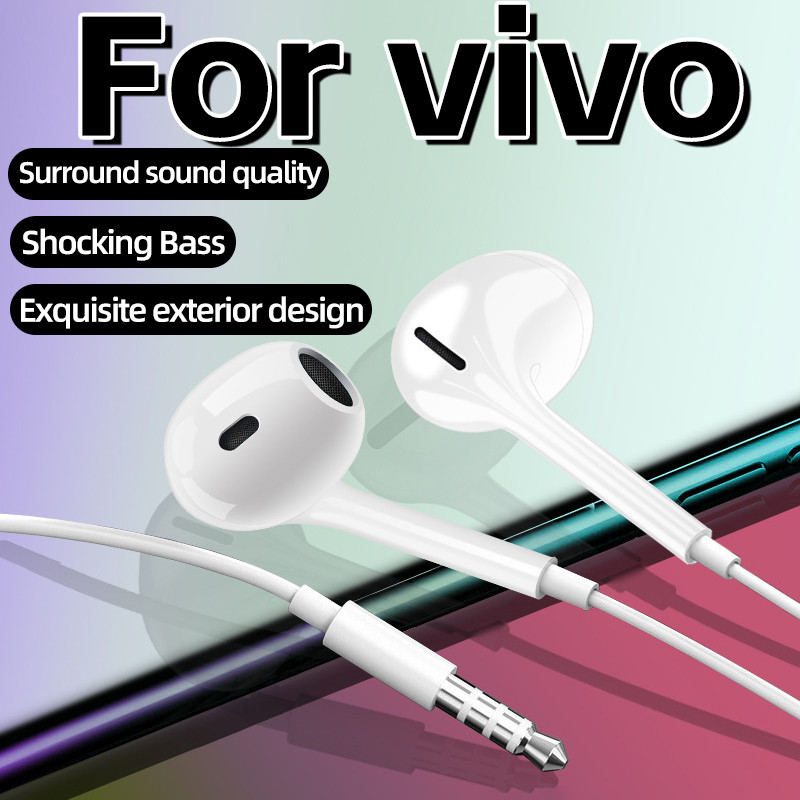 vivo-Exclusive wired noise cancelling earphones 3.5mm type c original with microphone hifi gaming headset