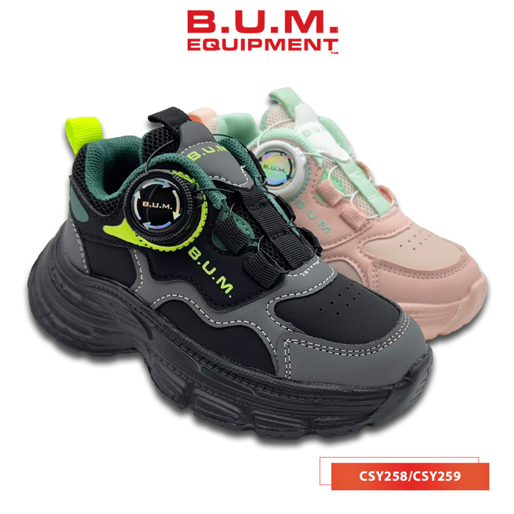 BUM Equipment Kid's Shoe CSY258/CSY259 Black x Green/Pink x Tiffany Blue - Kasut Kanak-Kanak Kasual Ringan Selesa