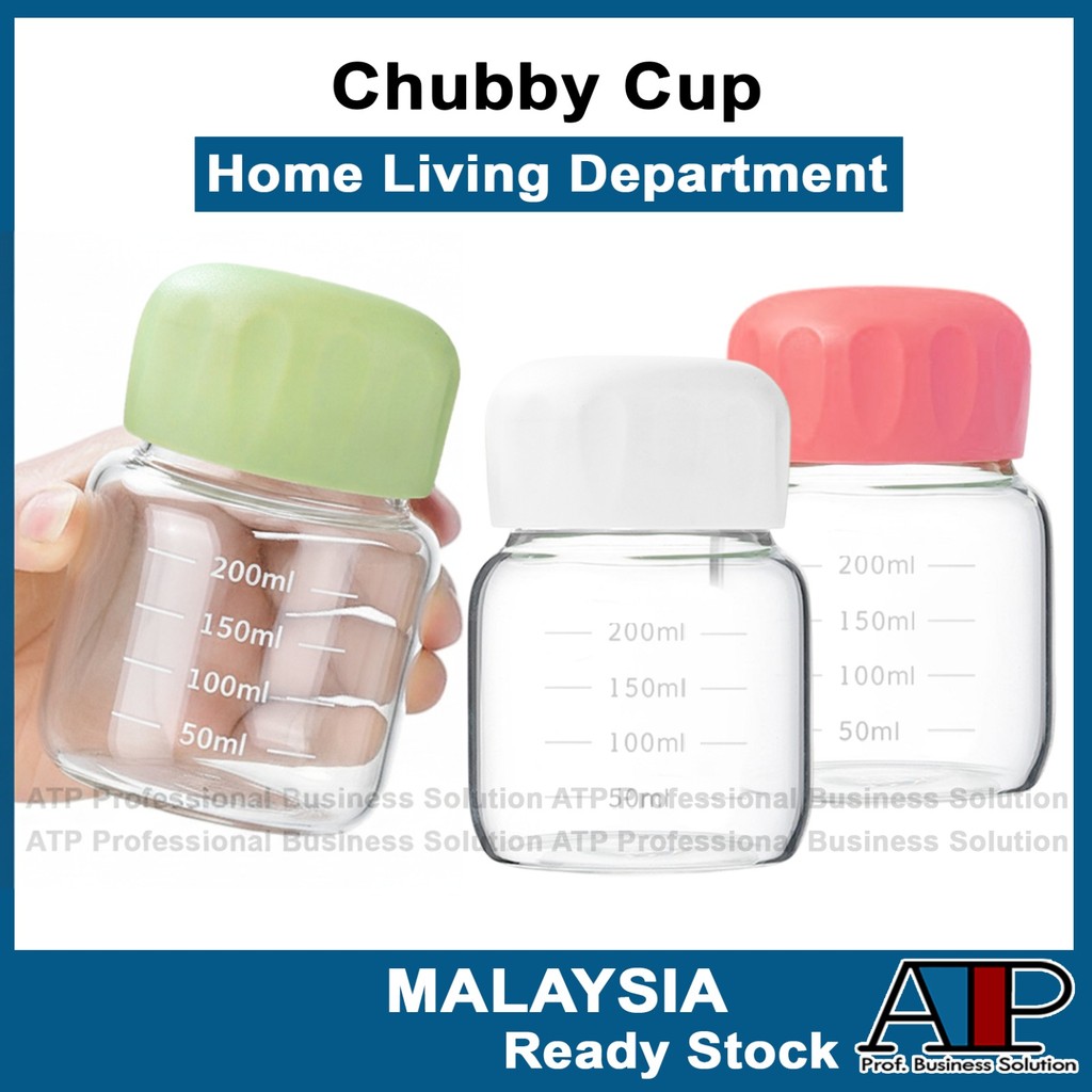Mug[300ml] Cawan Comel Glass Chubby Cup Shaker Gift Milk Cup Students Portable Compact Mini Heat-Resistant Cup XZTP