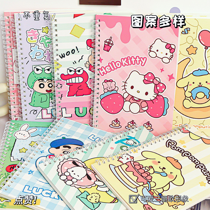 BCI Cute A5 Notebook Kawaii Spiral Journal Pastel Cartoon Notepad School Study Book Stationery Gift for Kids Girls Teens