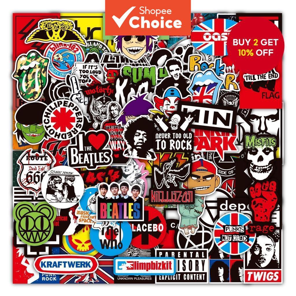 50PCS Punk Rock Band Stickers - Music Themed Decals for Laptop, Guitar, Helmet & Phone