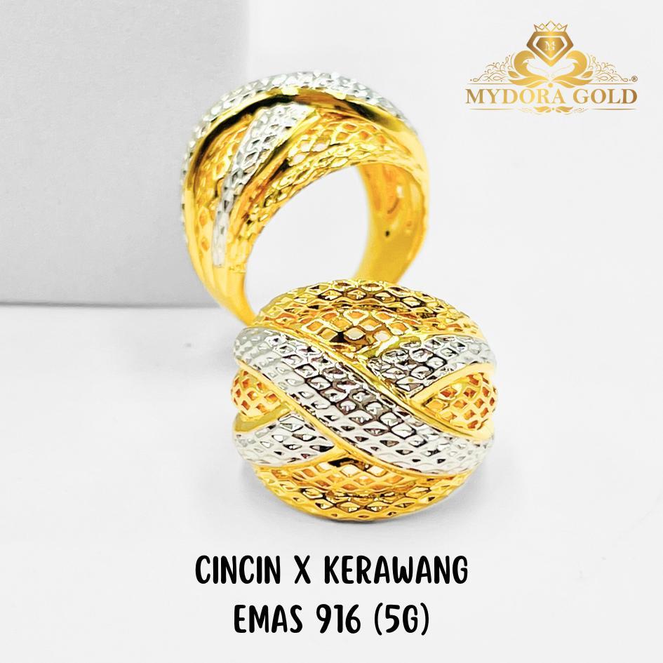 MYDORA Cincin X Kerawang (5G) l EMAS 916/22K