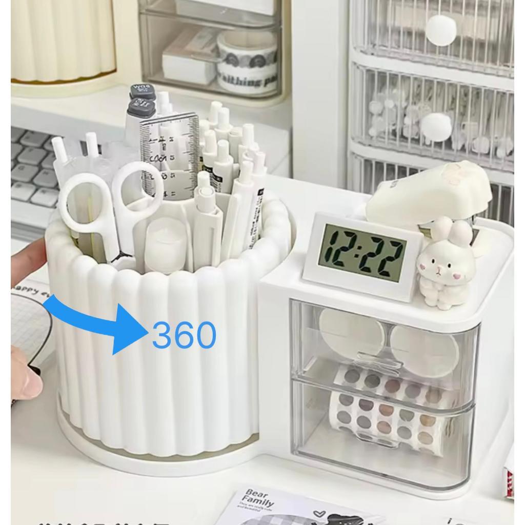 Luxury Rotating Desk Organizer – Stylish Pen Holder & Storage Box for Office, Students, and Kids