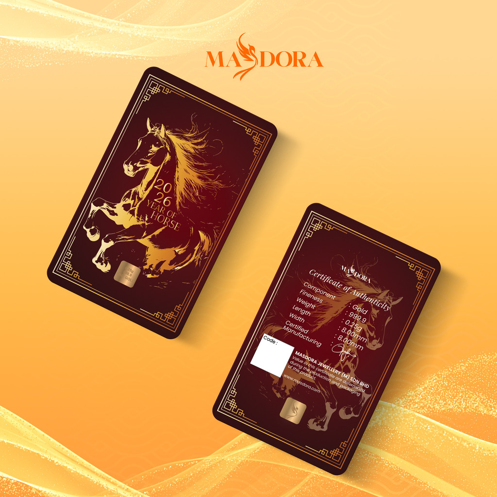 MASDORA 999.9 Gold Bar 0.25GM Calendar Year Collection ~ Golden Horse Lunar&hellip;