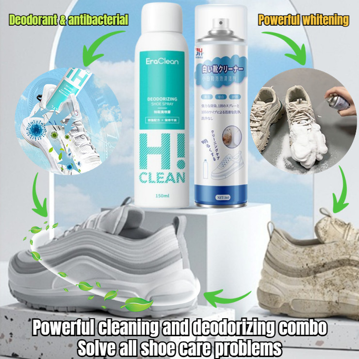 EraClean Refresher Spray 150ml Shoe Deodorant Antibacterial Spray+360ml Dry Cleaning Detergent Combination Set 鞋子除臭噴霧清洁剂