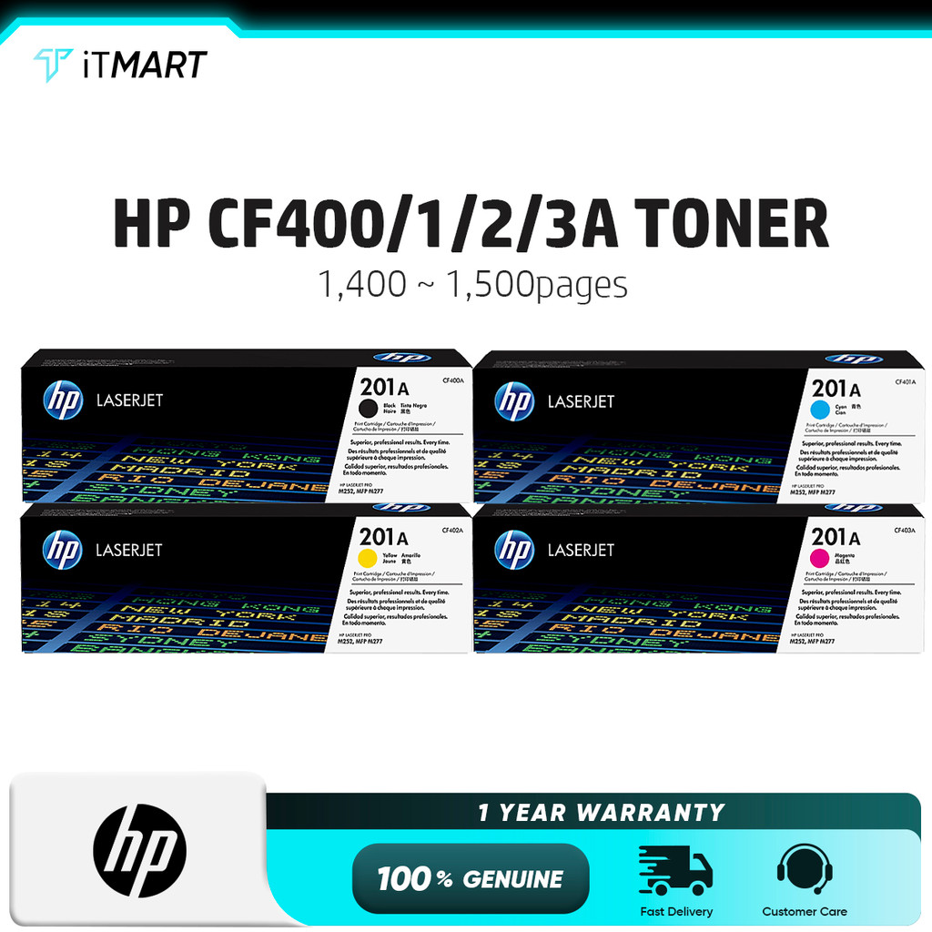 HP 201A CF400A CF401A CF402A CF403A Original Laserjet Color Toner Cartridge / BK 1.5k Pages / CMY 1.4k Pages / HP M252