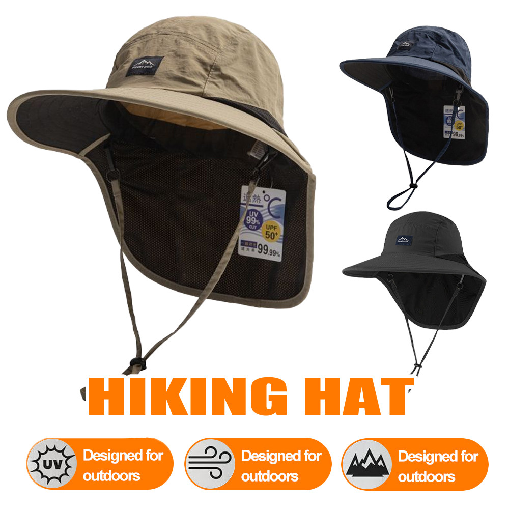 Topi Matahari Berkancing Lebar untuk Aktiviti Luar, Cepat Kering dan Bernafas - Family 登山帽
