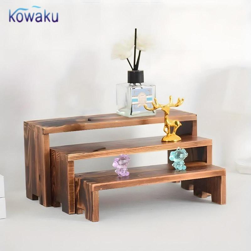 [vsrhkq] Wooden Tiered Riser Display Stand for Jewelry Showcase Party Food Display