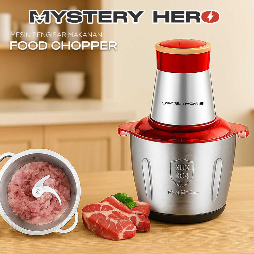 Mysteryhero Food Processor Mincer Meat Grinder Electric Blender 600W Power 3L Chopper Mesin Pengisar Pengadun Makanan