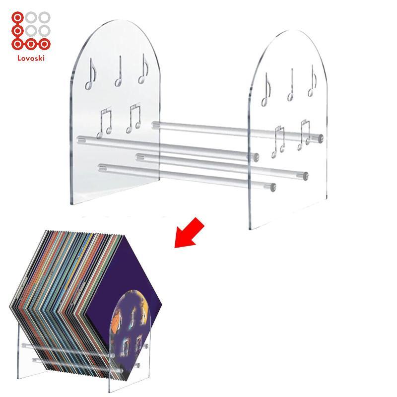 [Lovoski] Vinyl Record Storage Rack, Multifunctional, Acrylic, Easy to Assemble, Clear Vinyl Record Storage Holder for DVD Magazines