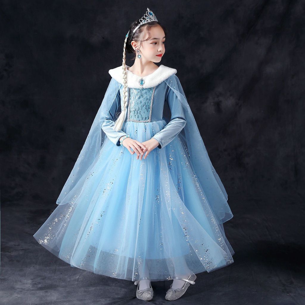 Elsa Princess Dress Women Winter Thickened Frozen New Style Autumn Winter Girls Dress Elsa Elsa Dress