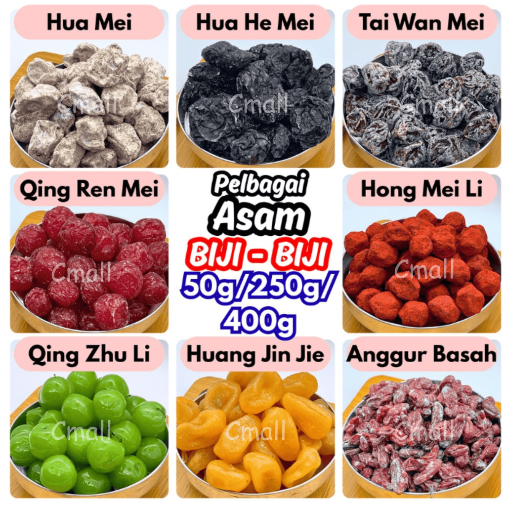 [HALAL] Pelbagai Asam Jenis Biji - biji 50g/250g/400g Asam Aneka Masam/Masin/Manis Asam Viral Malaysian Favourite